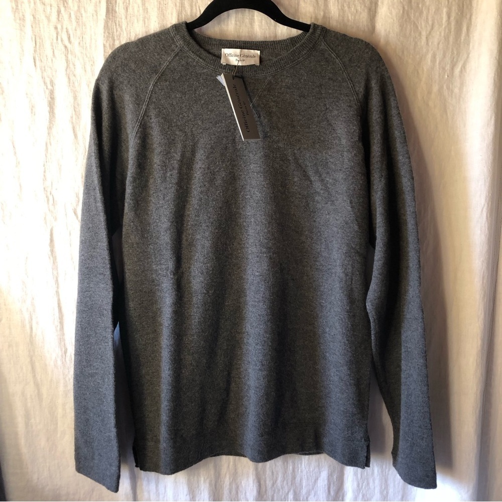 NWT Officine Generale Paris merino wool Crewneck medium weight medium grey M